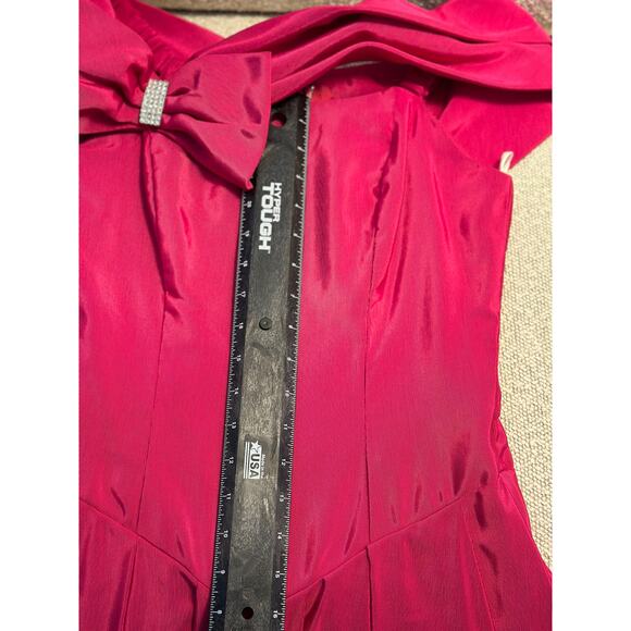 Vtg Fuchsia Off-Shoulder Cupid Bow Midi Length Formal Ball Gown Disney Princess - Picture 14 of 15
